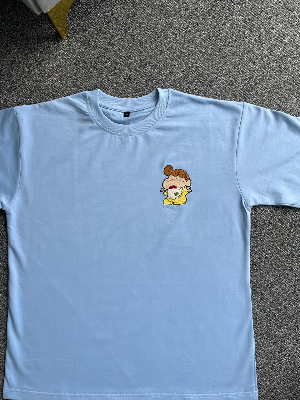 Shinchan & Himawari Matching Embroidered T-shirts - ( Set of 2 )