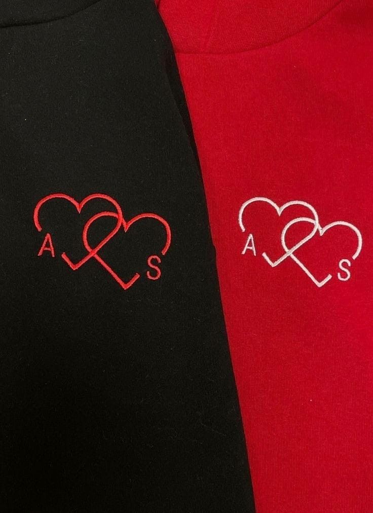 Custom Initial in Entangled Heart Matching Hoodie - (Set of 2)