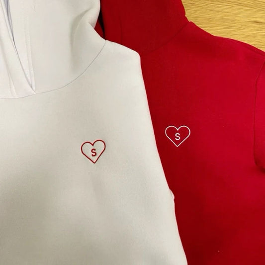 Custom Initial in Heart Matching Hoodies - (Set of 2)