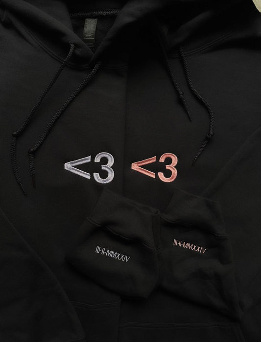 <3 Symbol Korean Matching heart Hoodies - (Set of 2)