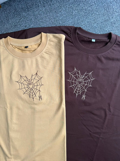 Spider-Man Heart Web Matching Couple T-Shirts| Embroidered Matching T-Shirts for Couples