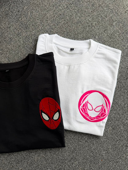 Spider-Man Couple Matching T-Shirts| Embroidered| Marvel couple outfit