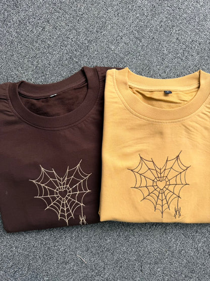 Spider-Man Heart Web Matching Couple T-Shirts| Embroidered Matching T-Shirts for Couples