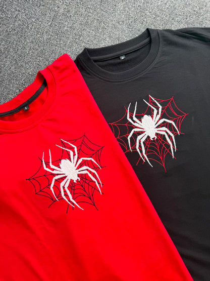 Spider-Man Embroidered Spider Web Couple T-Shirts| Perfect Anniversary & Birthday Gift