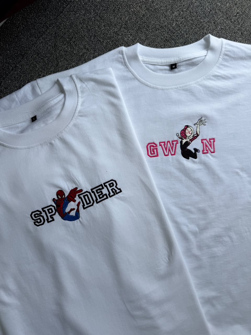 Spider-Gwen Matching Embroidered Couple T-Shirts| Cute Matching Couple T-shirts for Marvel Fans