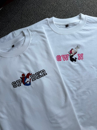 Spider-Gwen Matching Embroidered Couple T-Shirts| Cute Matching Couple T-shirts for Marvel Fans