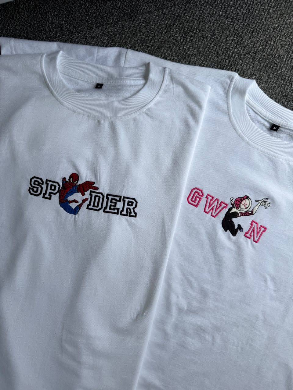 Spider-Gwen Matching Embroidered Couple T-Shirts| Cute Matching Couple T-shirts for Marvel Fans