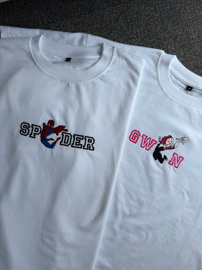 Spider-Gwen Matching Embroidered Couple T-Shirts| Cute Matching Couple T-shirts for Marvel Fans