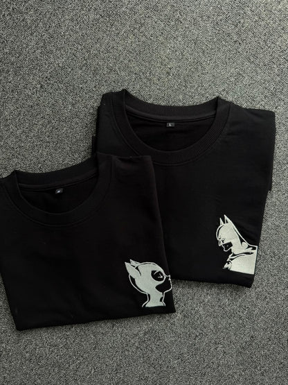 Batman & Catwoman Matching Embroidered Couple T-Shirts| His & Hers Superhero Couple T-shirts