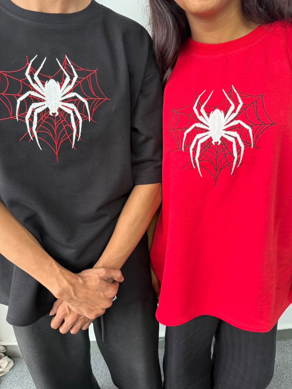 Spider Web Embroidered Couple T-Shirts - ( Set of 2 )