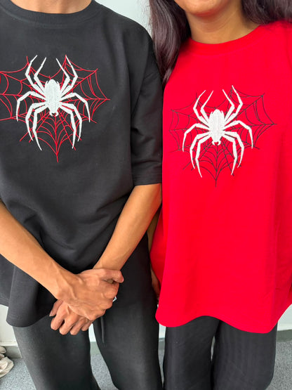 Spider Web Embroidered Couple T-Shirts - ( Set of 2 )