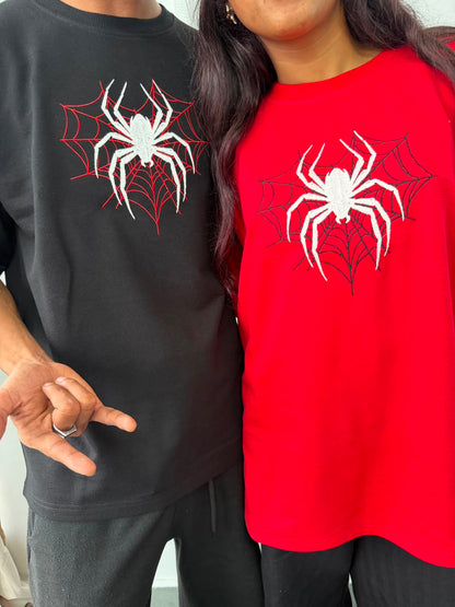 Spider Web Embroidered Couple T-Shirts - ( Set of 2 )
