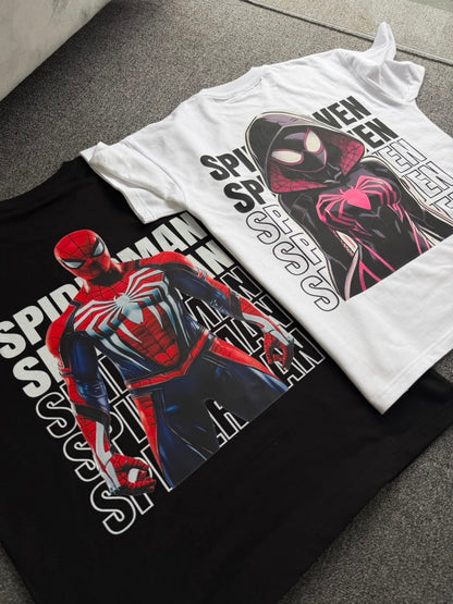Spider-Man & Spider-Gwen Oversized Back Print T-shirts| Marvel Inspired Matching Couple T-Shirts