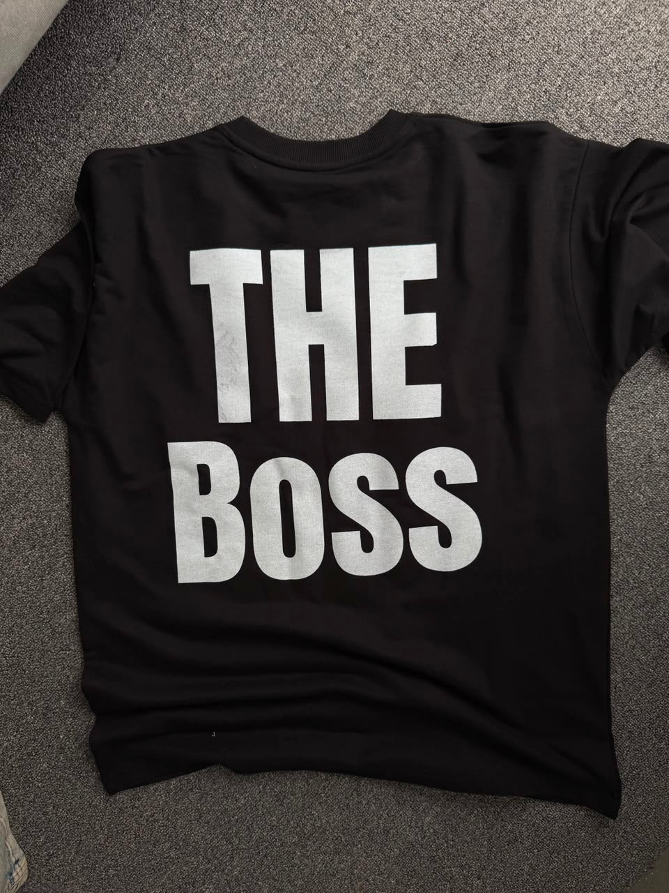 The Boss & The Real Boss Matching Couple Back Printed T-Shirts| Oversized Couple Graphic T-Shirts – The Boss Edition| Relationship Goals Matching Back Print T-Shirts
