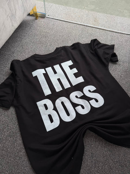 The Boss & The Real Boss Matching Couple Back Printed T-Shirts| Oversized Couple Graphic T-Shirts – The Boss Edition| Relationship Goals Matching Back Print T-Shirts