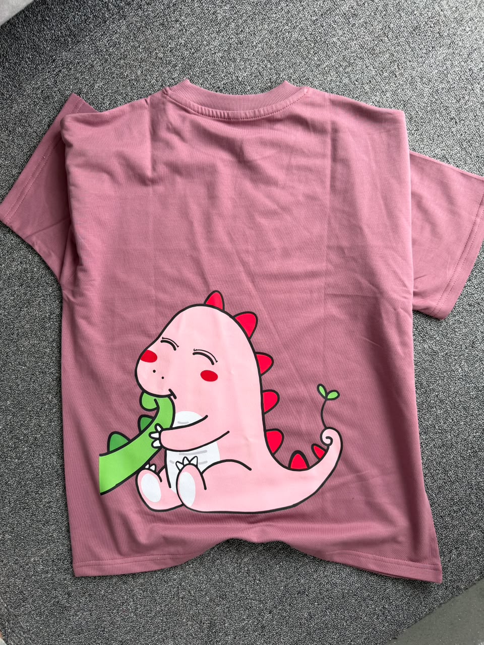 Kawaii Dino Matching Oversized Back Printed Couple T-shirts| Adorable Dino Couple Graphic T-Shirts