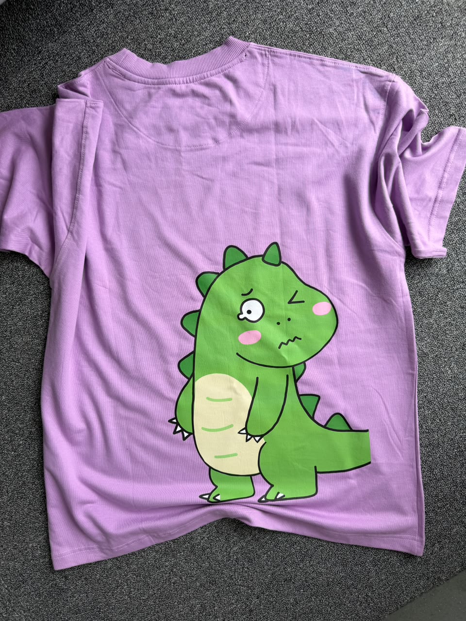 Kawaii Dino Matching Oversized Back Printed Couple T-shirts| Adorable Dino Couple Graphic T-Shirts