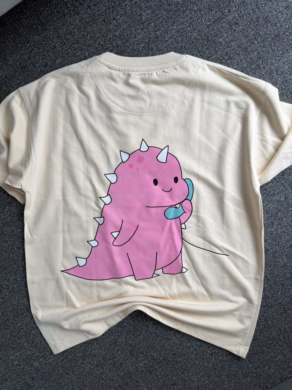 I’m With Stupid & I am Stupid Matching Embroidered & Dinosaur Back Print Couple T-Shirts | Premium Oversized T-shirts| Cute Dinosaur Phone Call Matching Couple T-Shirts