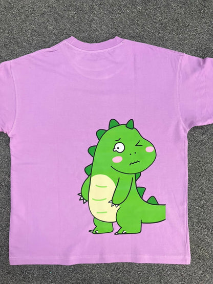 Kawaii Dino Matching Oversized Back Printed Couple T-shirts - ( Set of 2 )
