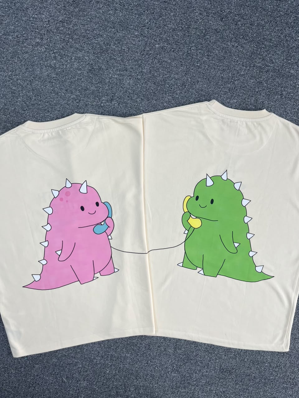 Matching Dinosaur Back Print Couple T-Shirts - ( Set of 2 )