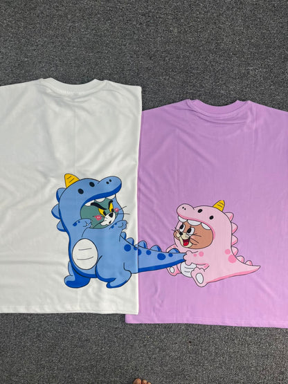 Tom & Jerry Dinosaur Matching Back Print T-Shirts - ( Set Of 2 )