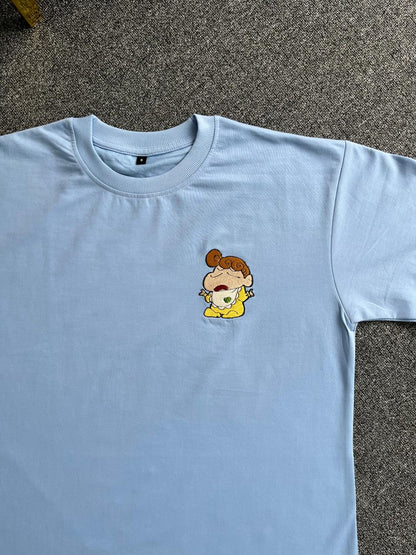 Shinchan & Himawari Matching Embroidered T-shirts - ( Set of 2 )