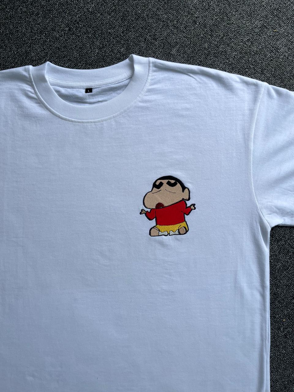 Shinchan & Himawari Matching Embroidered T-shirts - ( Set of 2 )