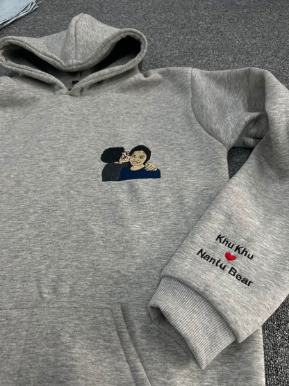 Custom Photo Embroidery Single Hoodie with Custom Sleeve - ( Set of 1 )