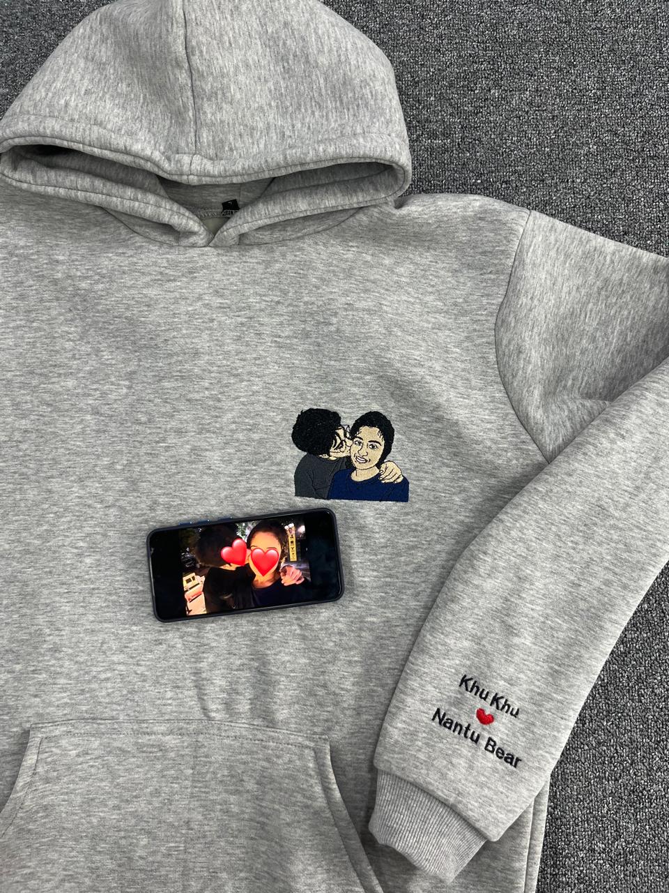 Custom Photo Embroidery Single Hoodie with Custom Sleeve - ( Set of 1 )