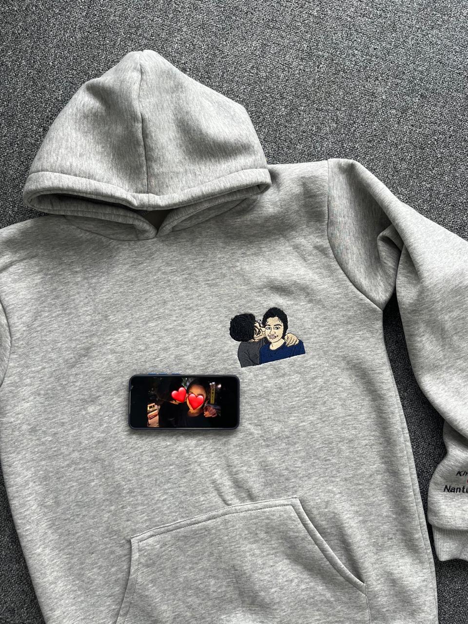 Custom Photo Embroidery Single Hoodie with Custom Sleeve - ( Set of 1 )