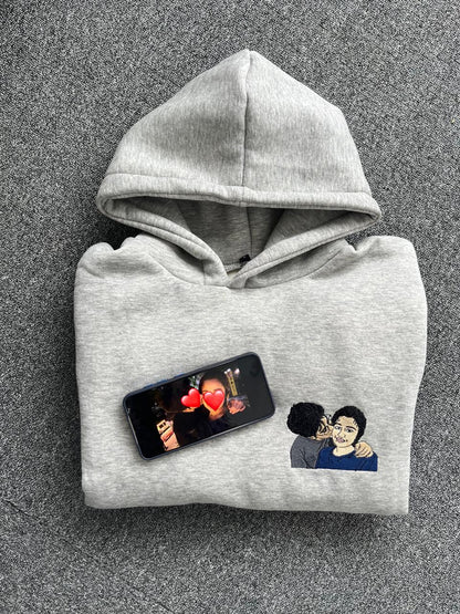Custom Photo Embroidery Single Hoodie with Custom Sleeve - ( Set of 1 )