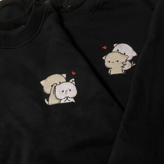 Dudu Bubu Couple Cartoon Embroidered Hoodie - (Set of 2)