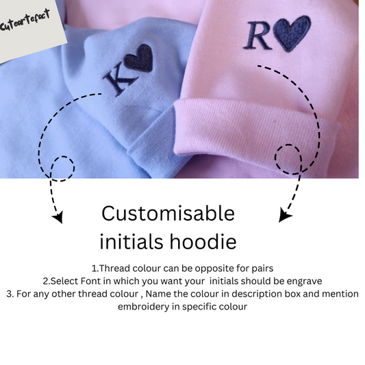 Custom Sleeve Initials Embroidery Hoodie - (Set of 2)