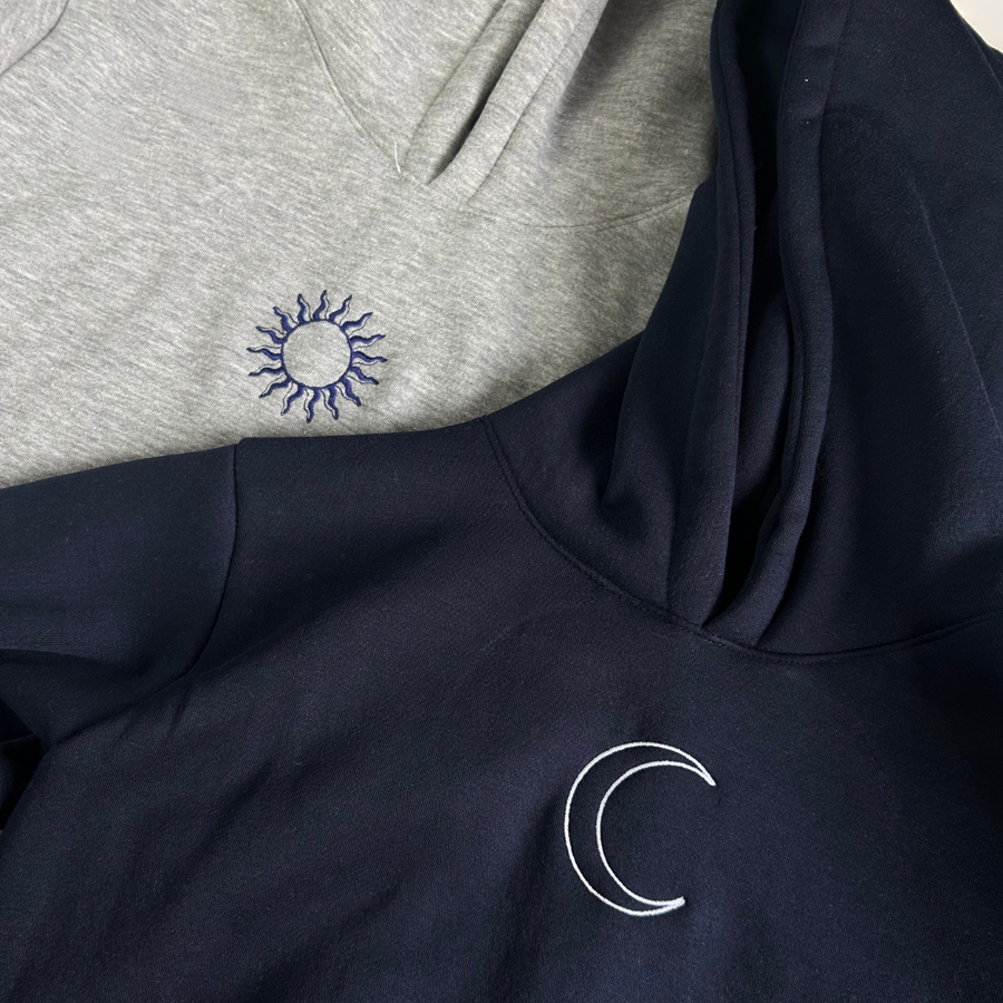 Sun and Moon Embroidered Hoodie -( Set of 2)
