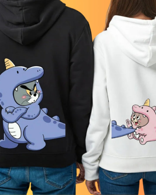 Tom and jerry Dino Back Printed Hoodie - (Set of 2)